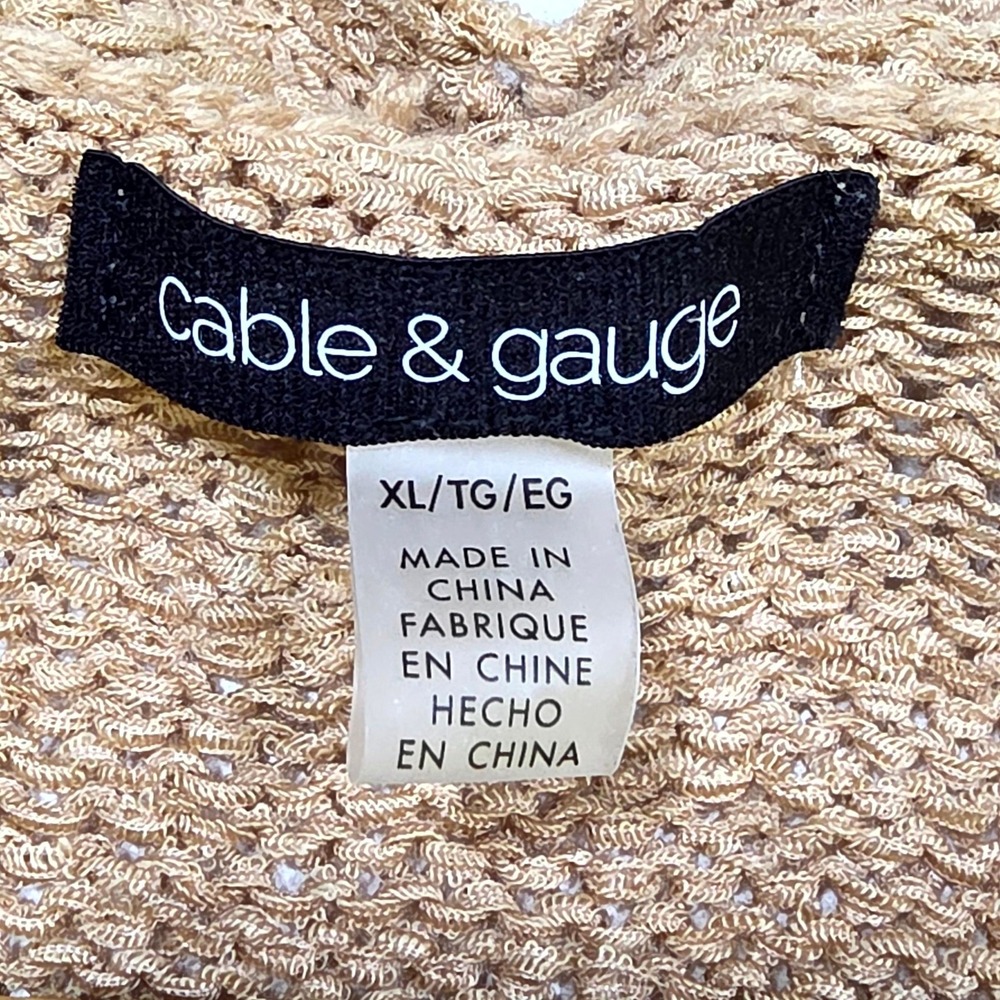 Cable & Gauge Cardigan Womens XL Tan Open Front Lightweight Knit Sweater 7710 - Picture 6 of 7